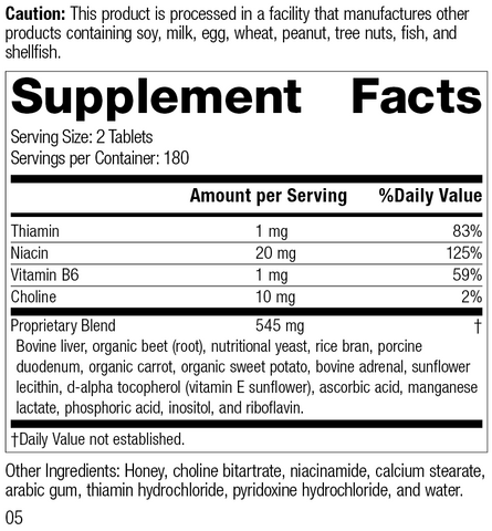 Cataplex® B-GF, 360 Tablets, Rev 04 Supplement Facts