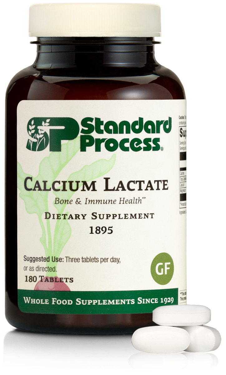 An image of a bottle of Calcium Lactate, 180 tablets.