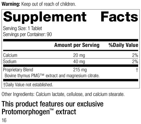 Thymus PMG®, 90 Tablets, Rev 15 Supplement Facts