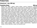 supplement fact label