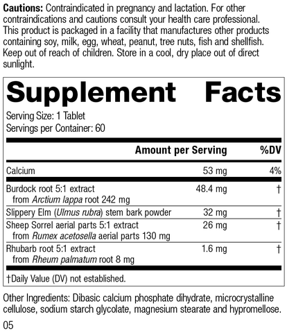 Burdock Complex, Rev 05 Supplement Facts