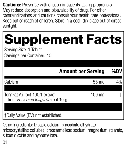 Tongkat Ali, 40 Tablets, Rev 01 Supplement Facts