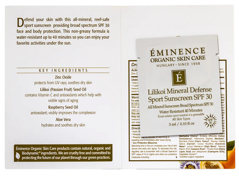 Lilikoi Mineral defense sport sunscreen SPF 30