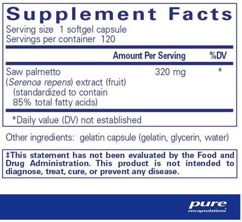 Saw Palmetto 320 120 Capsules