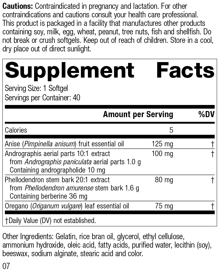 Gut Flora Complex, 40 Capsules, Rev 07 Supplement Facts